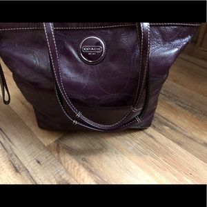 Beautiful deep eggplant purple coach tote.